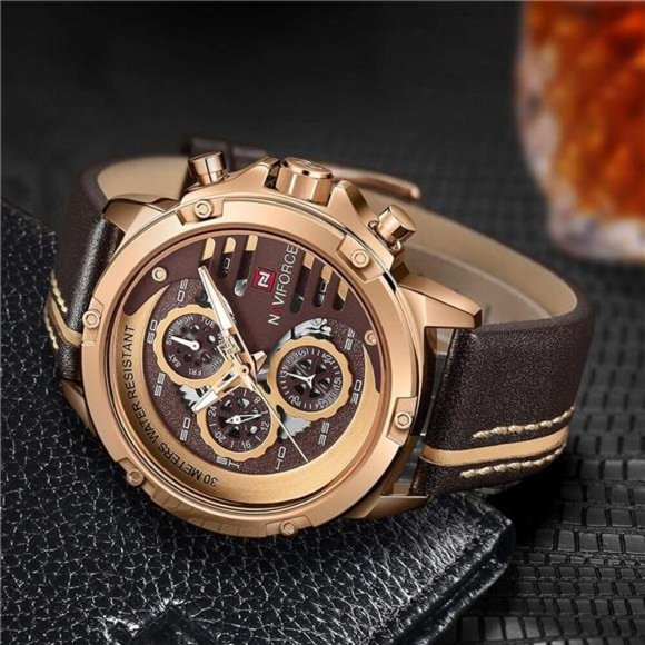Sport Military Watches for Men Waterproof Watch Analog Quartz Leather Band Date - Picture 2 of 7